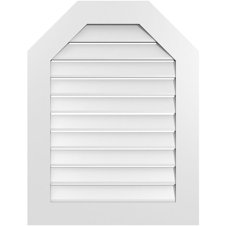 Ekena Millwork Octagonal Top Surface Mount PVC Gable Vent: Functional, w/ 3-1/2"W x 1"P Standard Frame, 26"W x 34"H GVPOT26X3401SF